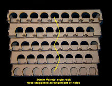 Load image into Gallery viewer, Paint Rack - 26mm, For Vallejo and Army Painter Style Dropper Bottles